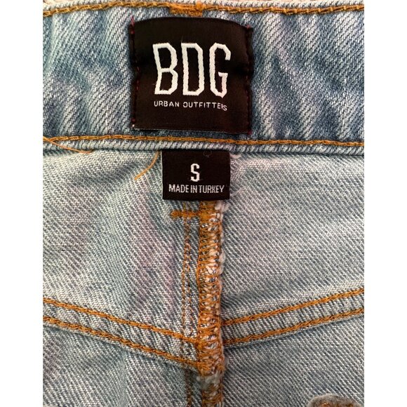 BDG New Urban Outfitters Light Wash Denim Mini Skirt Small Cotton Raw Hem - Picture 3 of 9